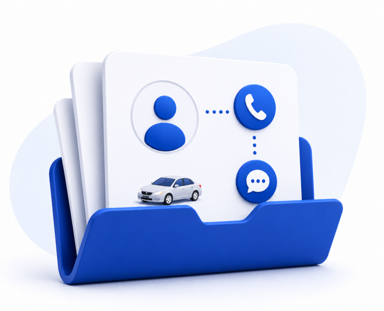 Representante de Auto Loan contactando al cliente por teléfono y mensaje